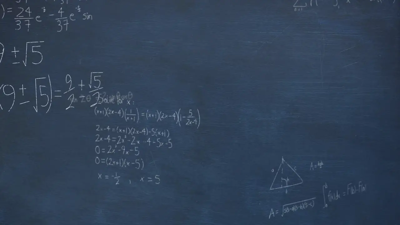 Animation of mathematical data processing over blue background