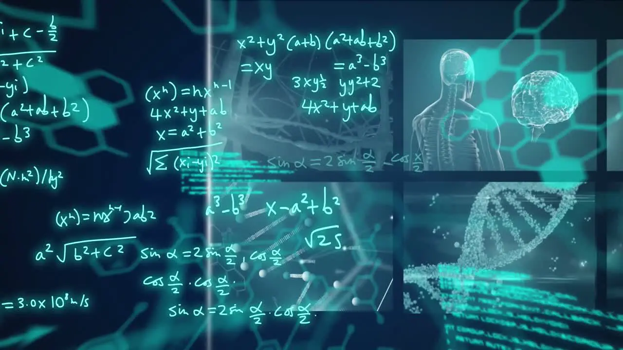 Animation of mathematical formulae and scientific data processing over screens