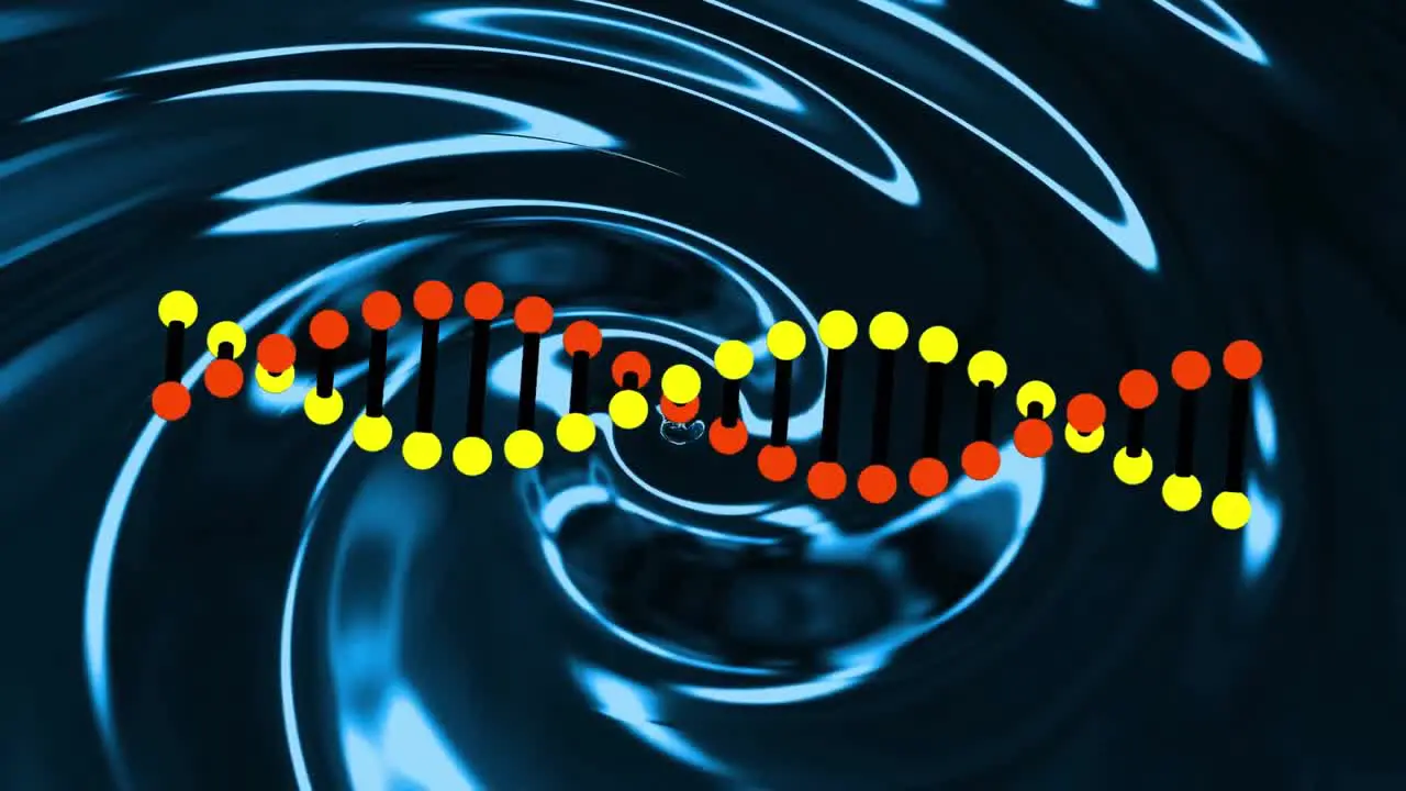 Animation of dna strand over liquid background