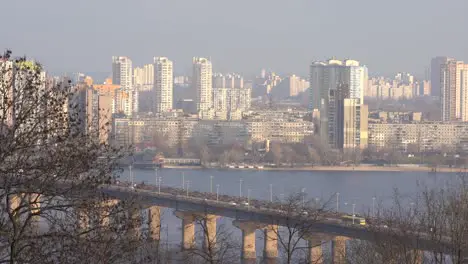 Kiev Ukraine January 11 2021 view of Kiev Old residential buildings overlooking the city