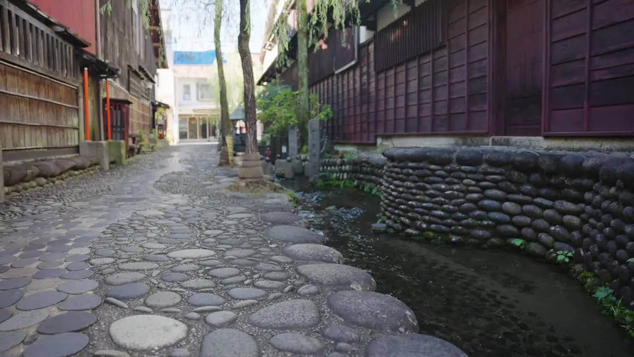 Stream Running Through Gujo Hachiman Town Streets Gifu Japan