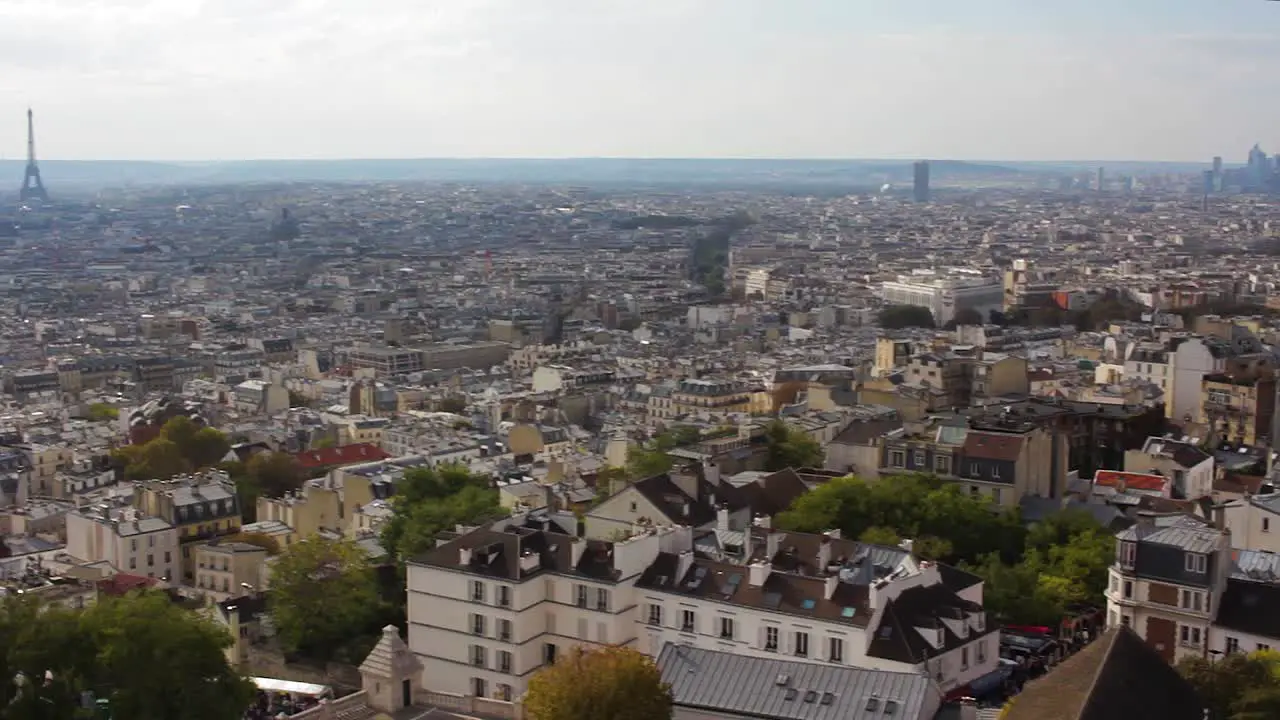 Panoramic view of Paris from the Basilica of the Sacred Heart in Montmartre Paris with the Eiffel Tower