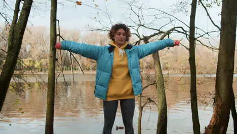 Young woman training outdoors