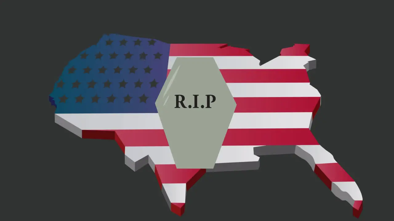 Animation of rip over map with flag of usa