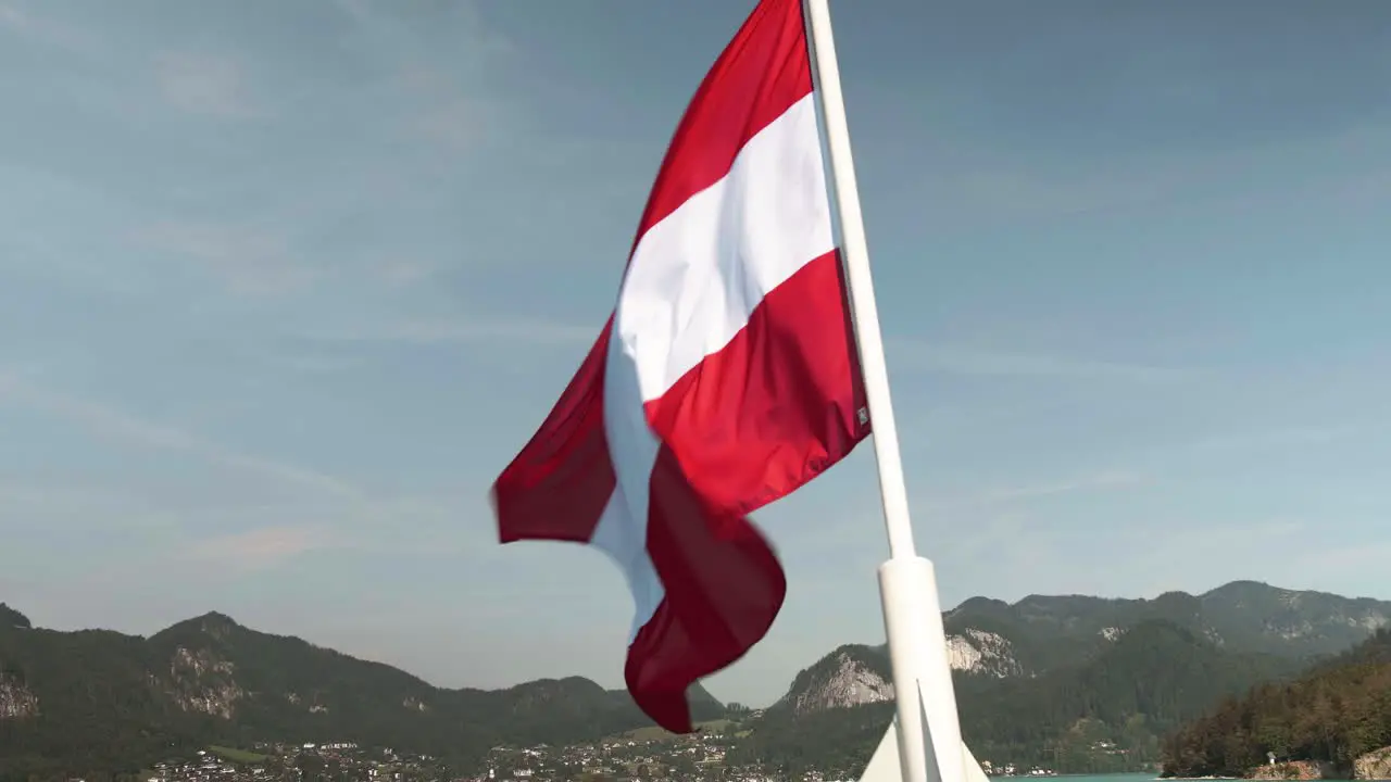 Flag Of Austria Waving In The Wind Slow Motion