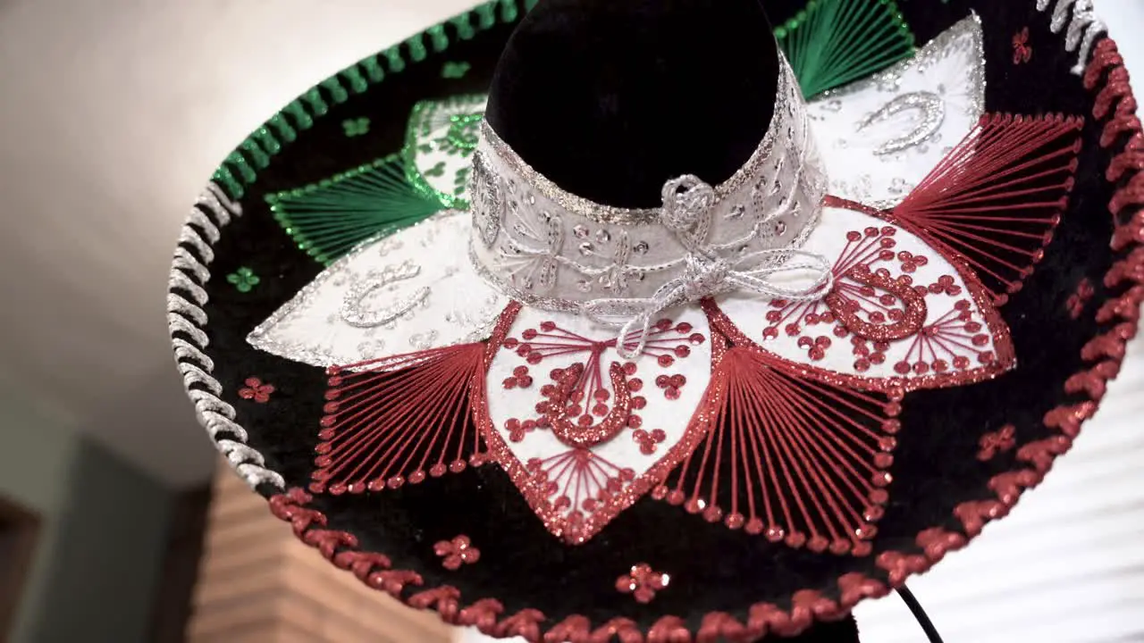 Traditional Mexican sombrero with its traditional colors green white and red