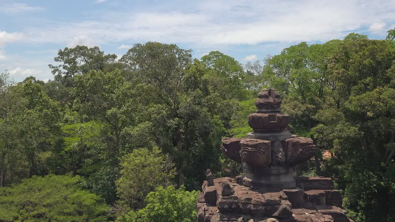 Medium Shot of an Ancient Temple Rising out of the Jungle