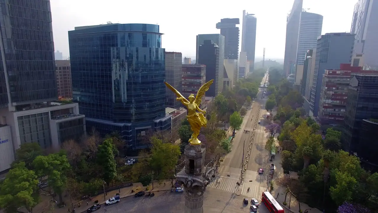 4K Aerial shot of the Independence Angel in Mexico City