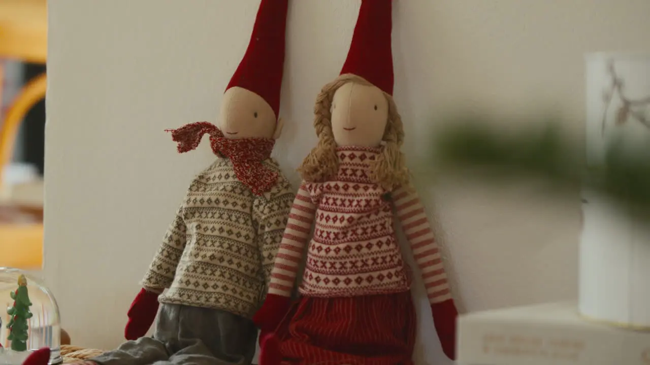 Traditional Scandinavian Nisse dolls in festive attire