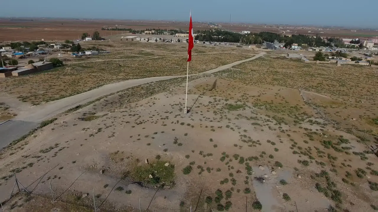 Aerial Drone Historical City Turkish Flag