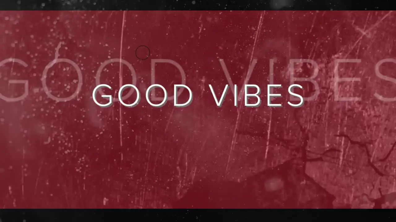 Animation of good vibes text over multicolored circles against abstract background