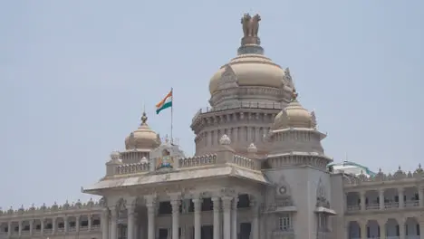 Close Up Showing Exterior Of Vidhana Soudha Legislative Assembly Building In Bangalore India