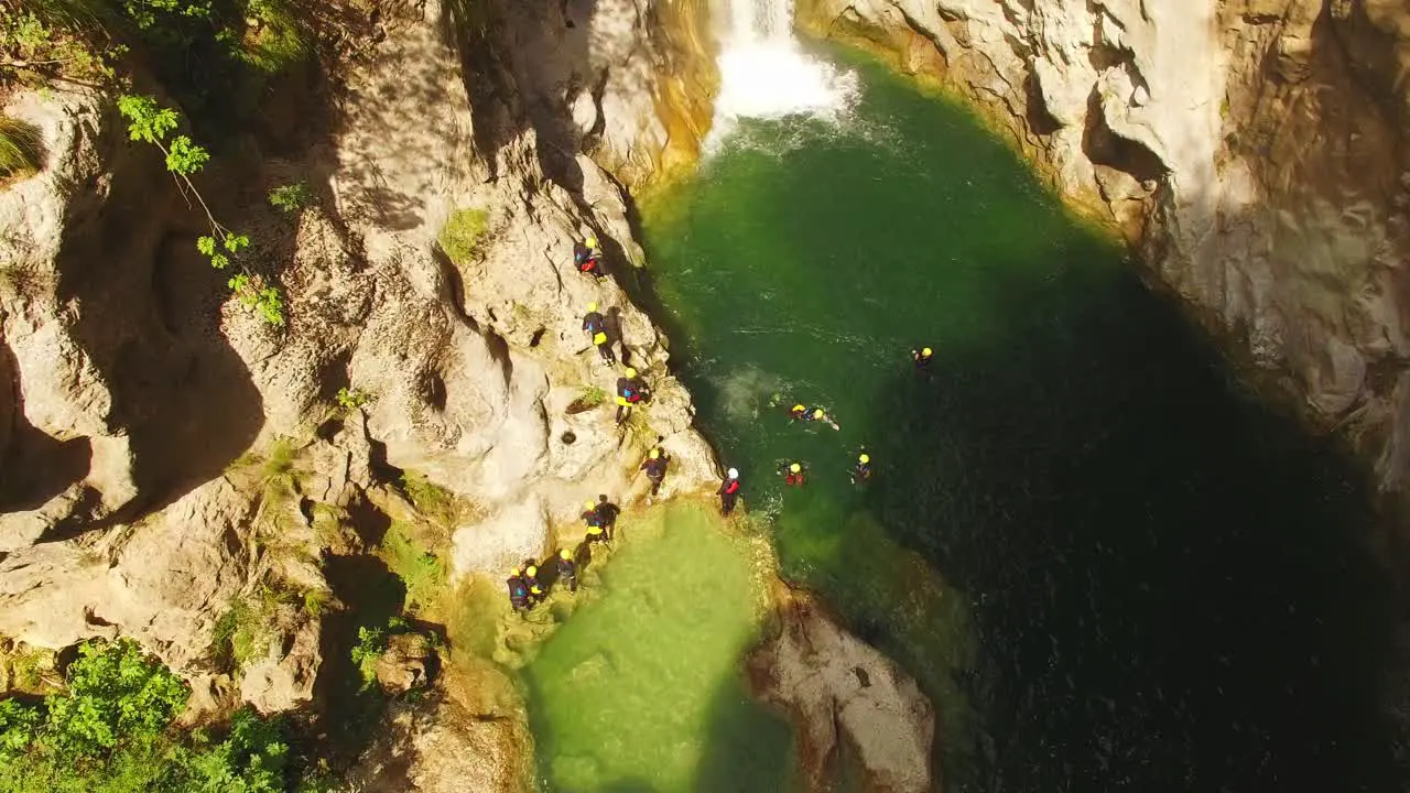 A beautiful view of climbers next to the river