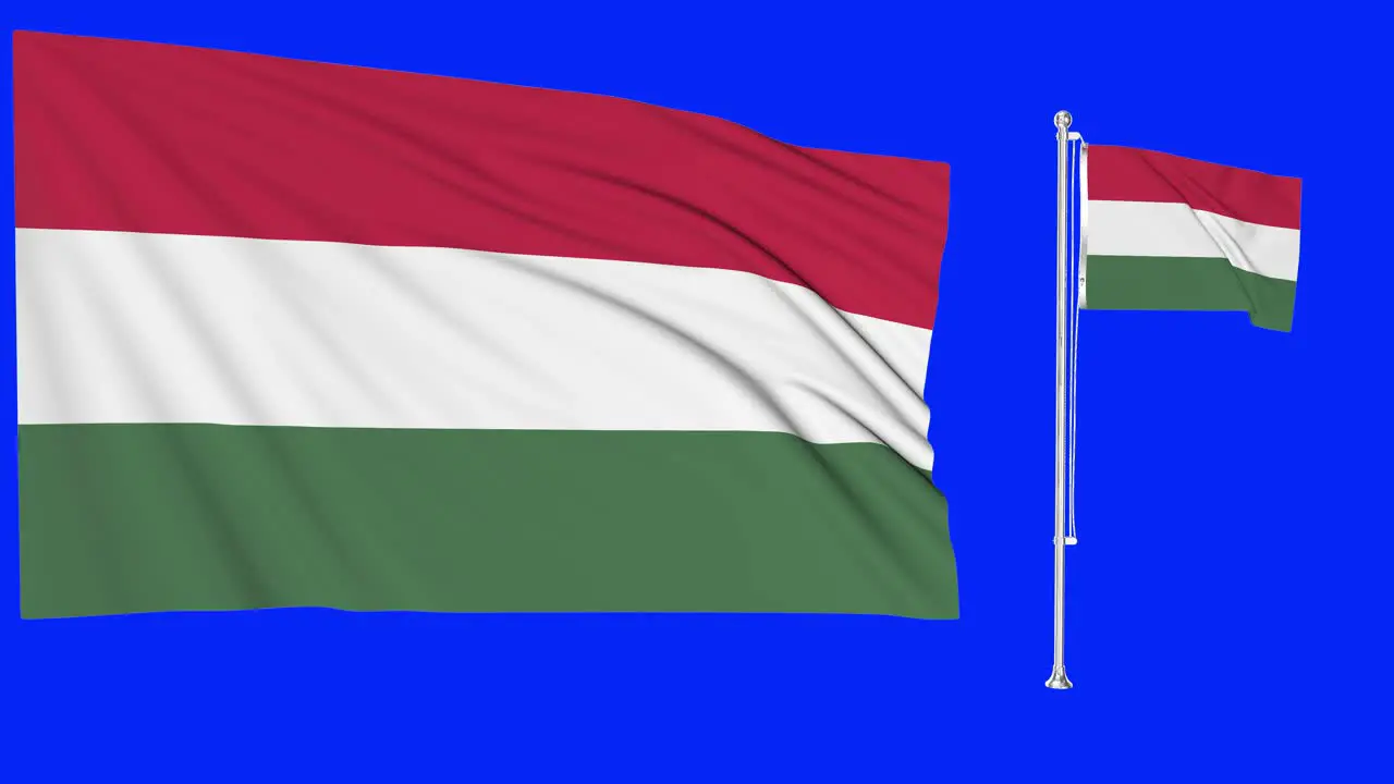 Green Screen Waving Hungary Flag or flagpole