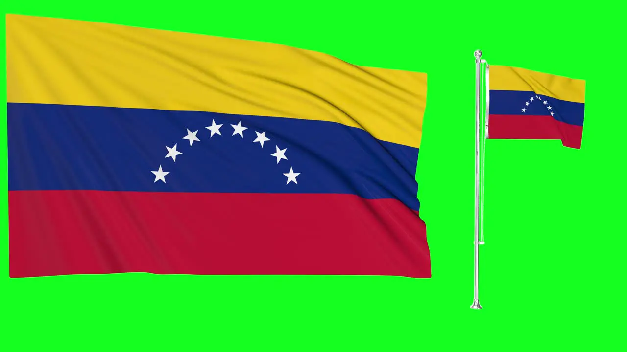 Green Screen Waving Venezuela Flag or flagpole