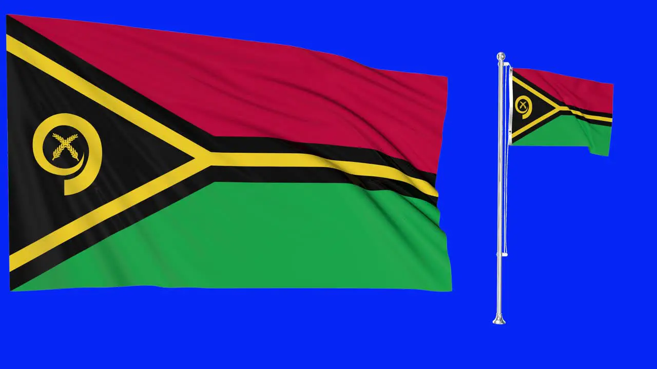 Green Screen Waving Vanuatu Flag or flagpole