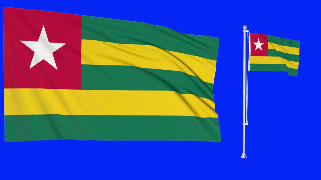 Green Screen Waving Togo Flag or flagpole