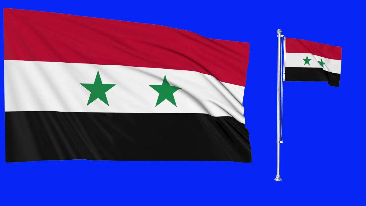 Green Screen Waving Syria Flag or flagpole