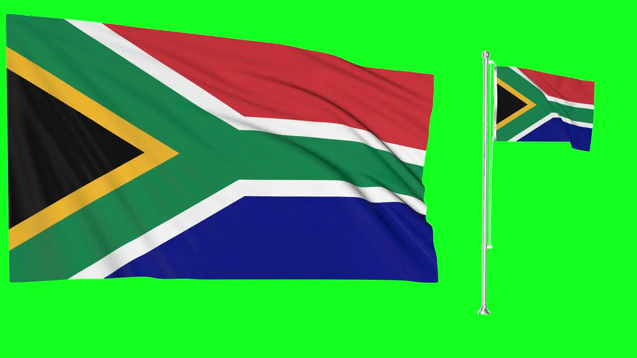 Green Screen Waving South Africa Flag or flagpole