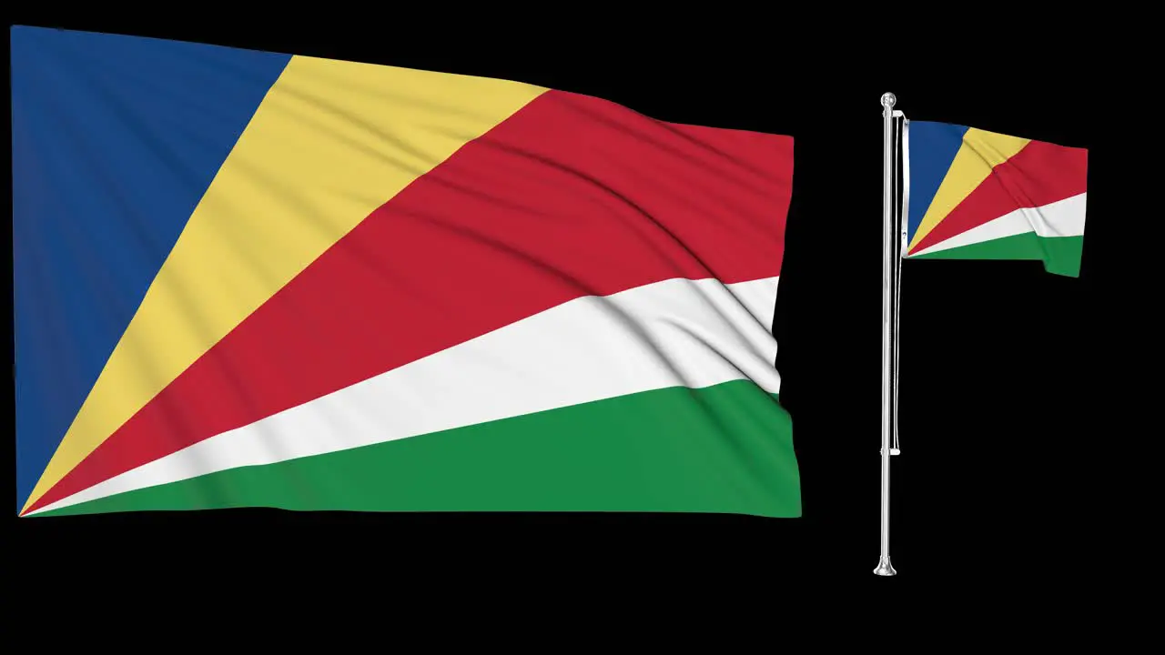 Green Screen Waving Seychelles Flag or flagpole