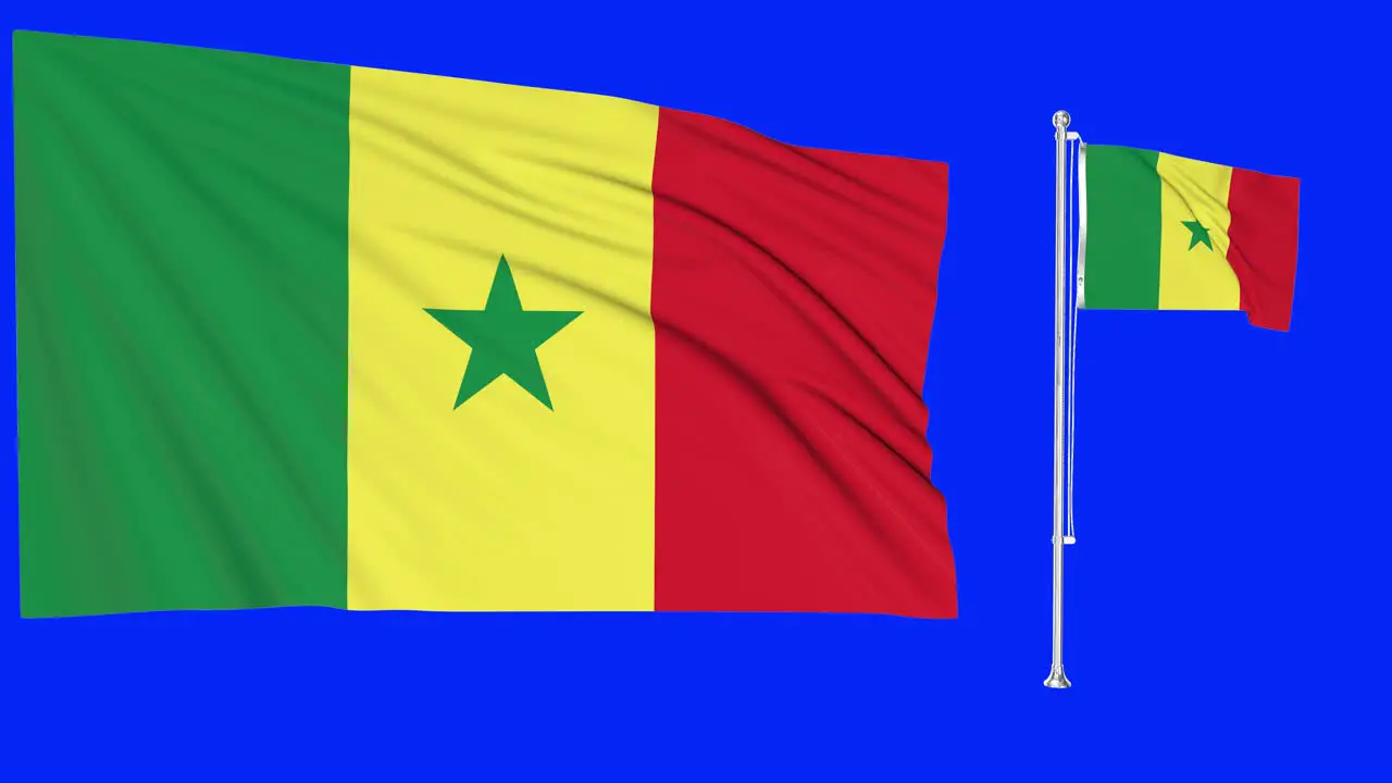 Green Screen Waving Senegal Flag or flagpole