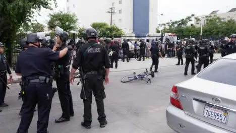 Hollywood Wide Busy Police Scene With Arrests After Protest