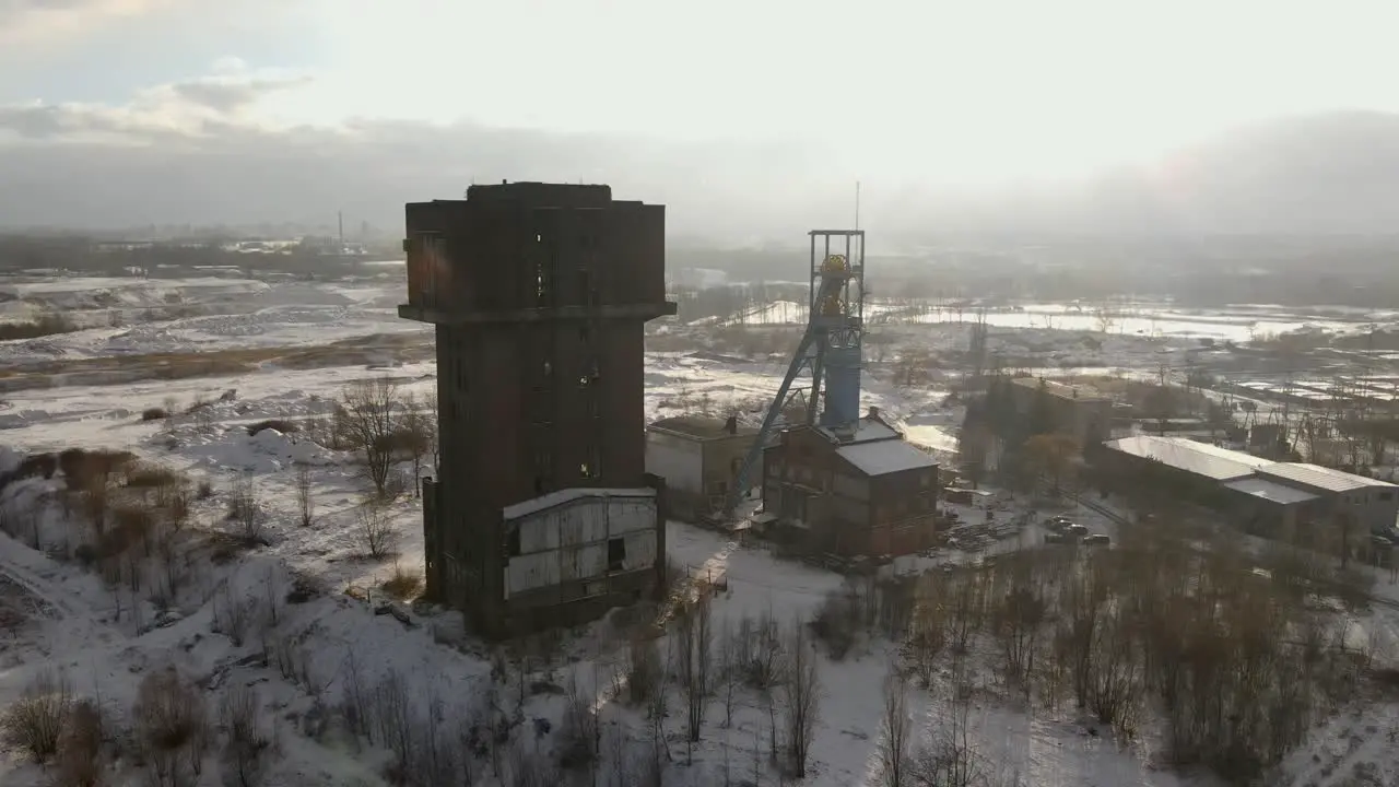 Abandoned Run Down Coal Mine Historical Industrial Buildings In Bytom City