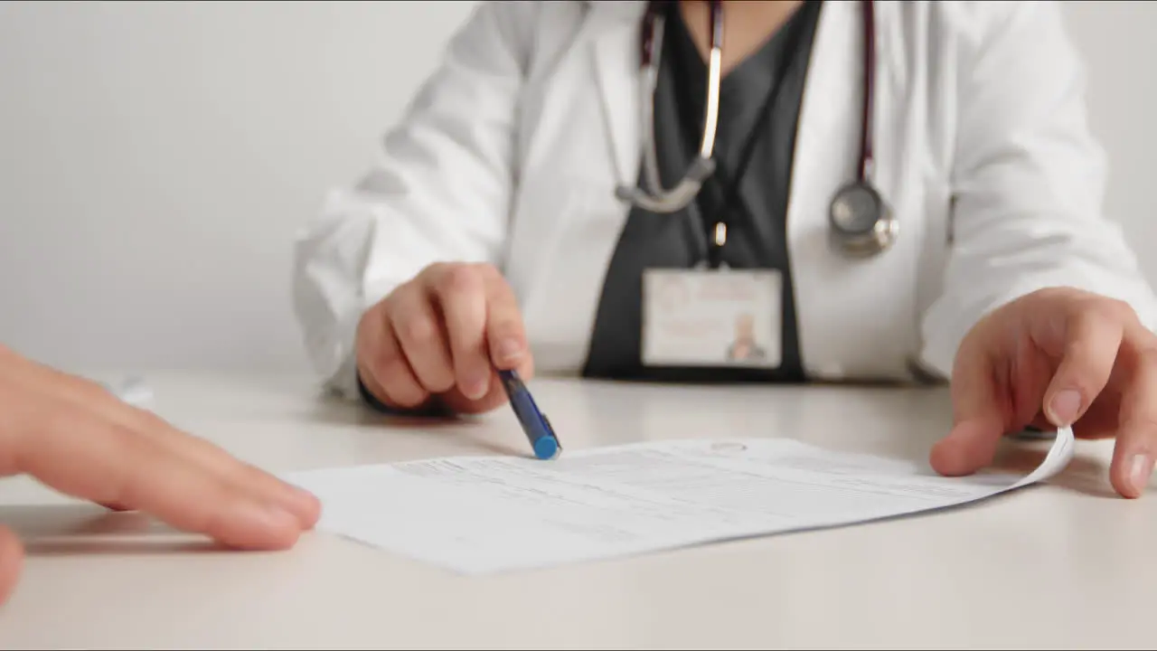 Doctor explaining examination results to patient close-up