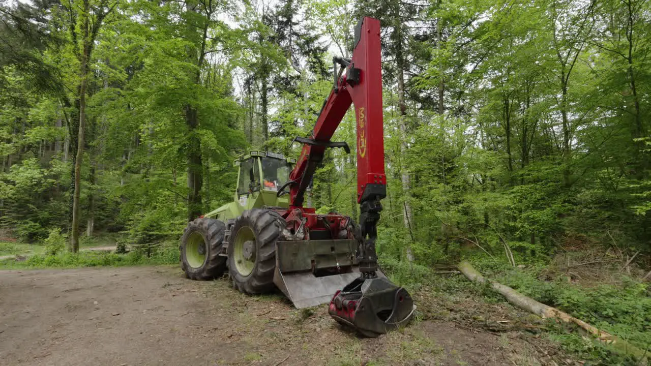 Forest logger machine used for cutting felling and transporting trees