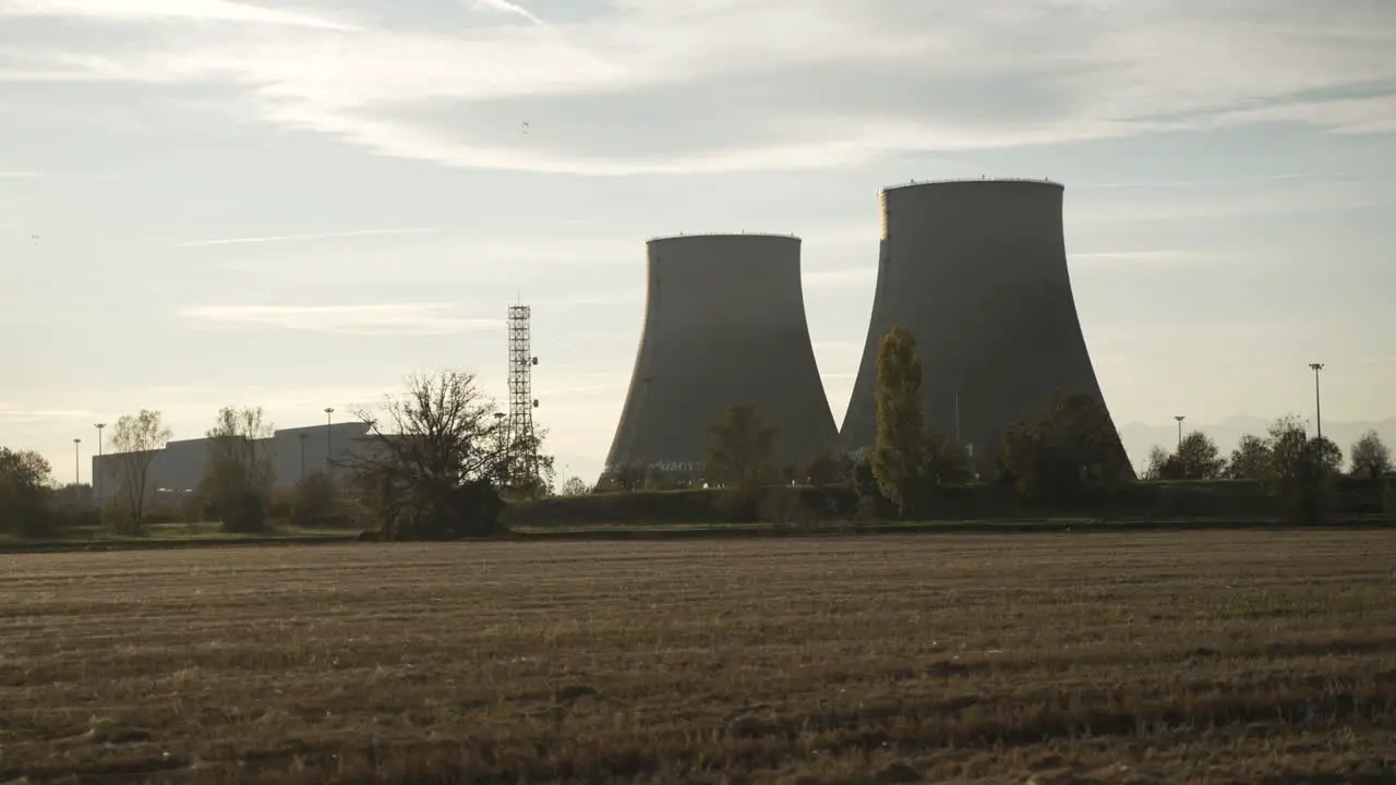 Nuclear power plant at sunset in Italy