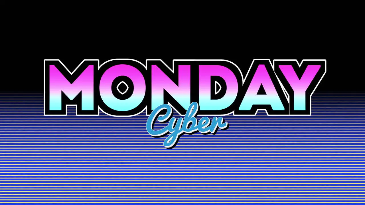 Digital Retro-Cyber Monday Striped Text on Tech Display