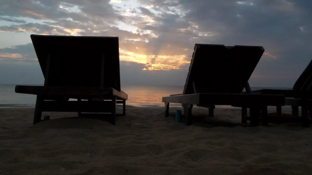 Empty sunbed loungers at sunset tourism industry struggling