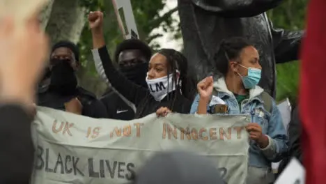 London Black Lives Matter Protestors Congregate Next to Nelson Mandela Statue