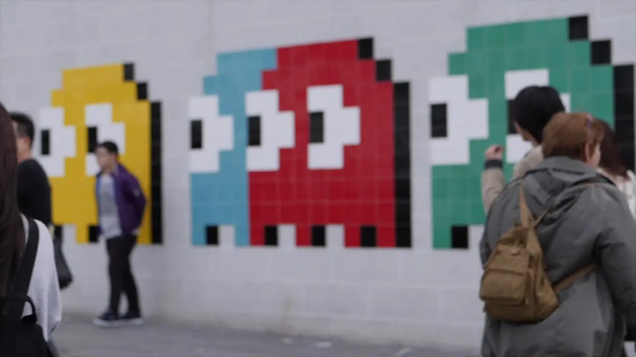 Blurry Crowds by pac man Mural