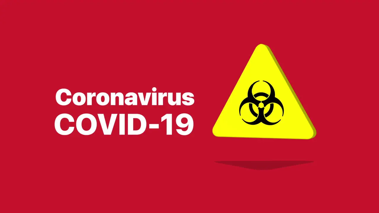 Covid-19 Coronavirus Biohazard sign in rotating in 3D