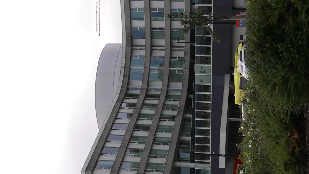 Vertical video of emergency and hospital building facade