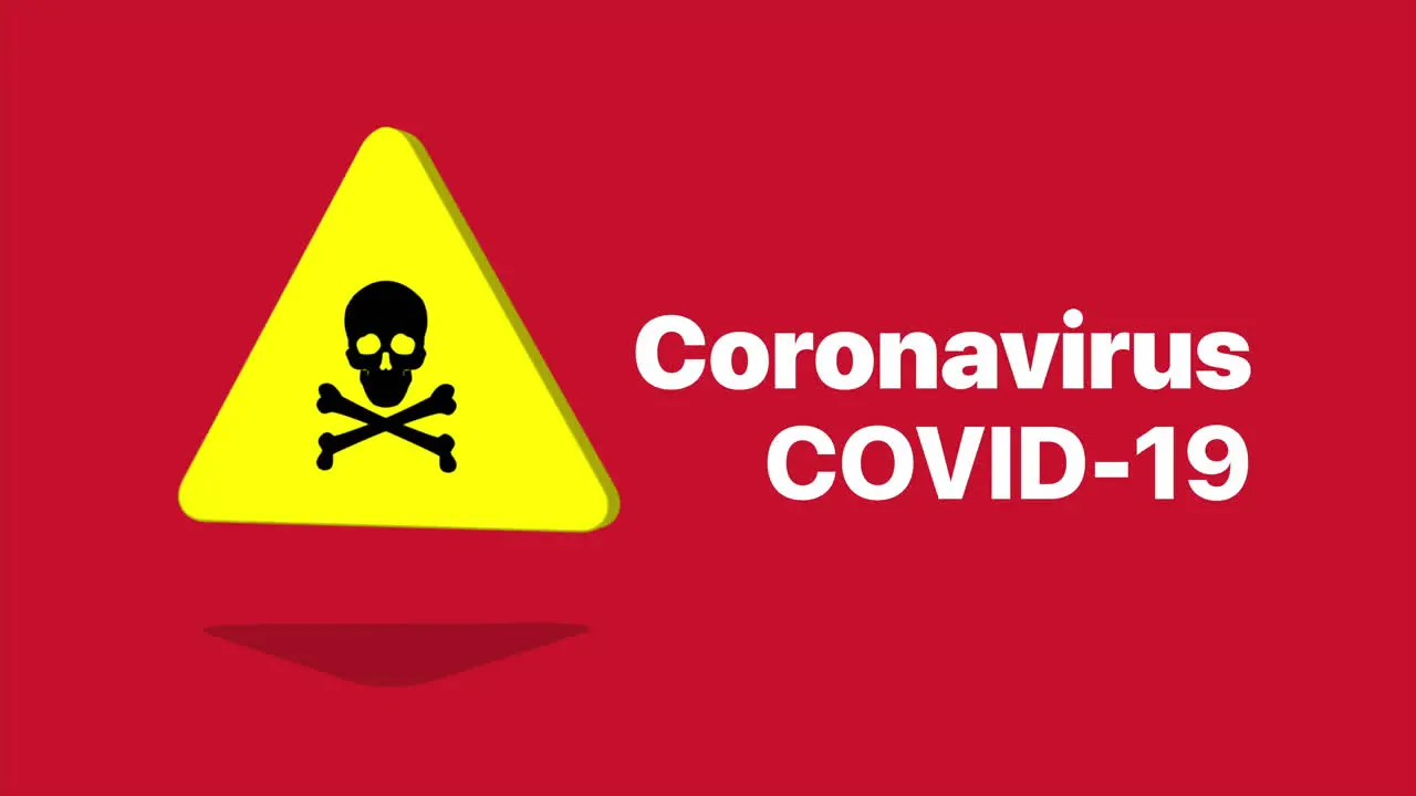 Covid-19 Coronavirus Biohazard sign in 3D rotating