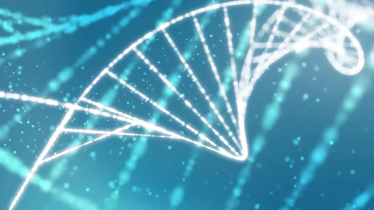 DNA helix seamless loop animation in blue color rotating deoxyribonucleic acid background render