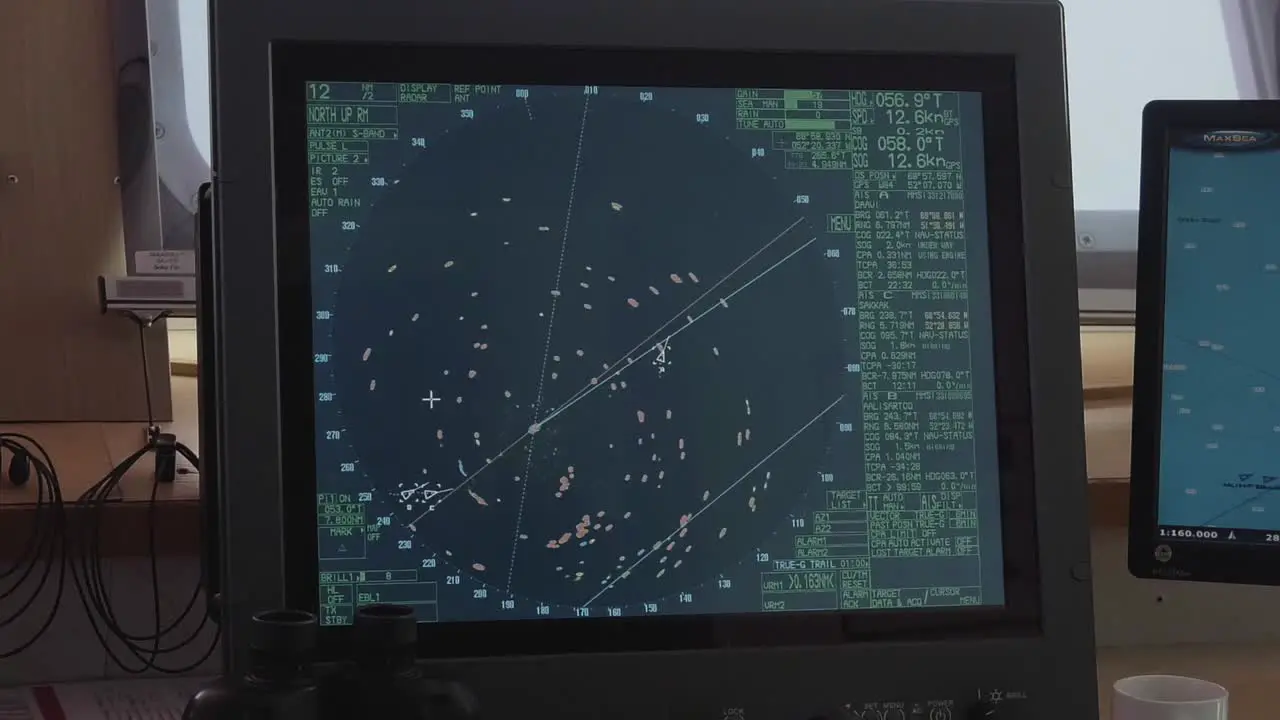 Monitor Onboard Ship Showing Maritime Radar Information Greenland