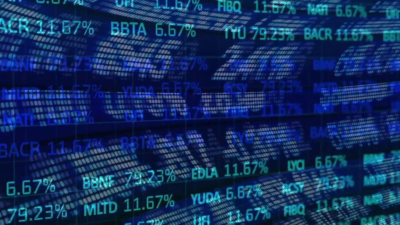 Animation of financial data on digital screen