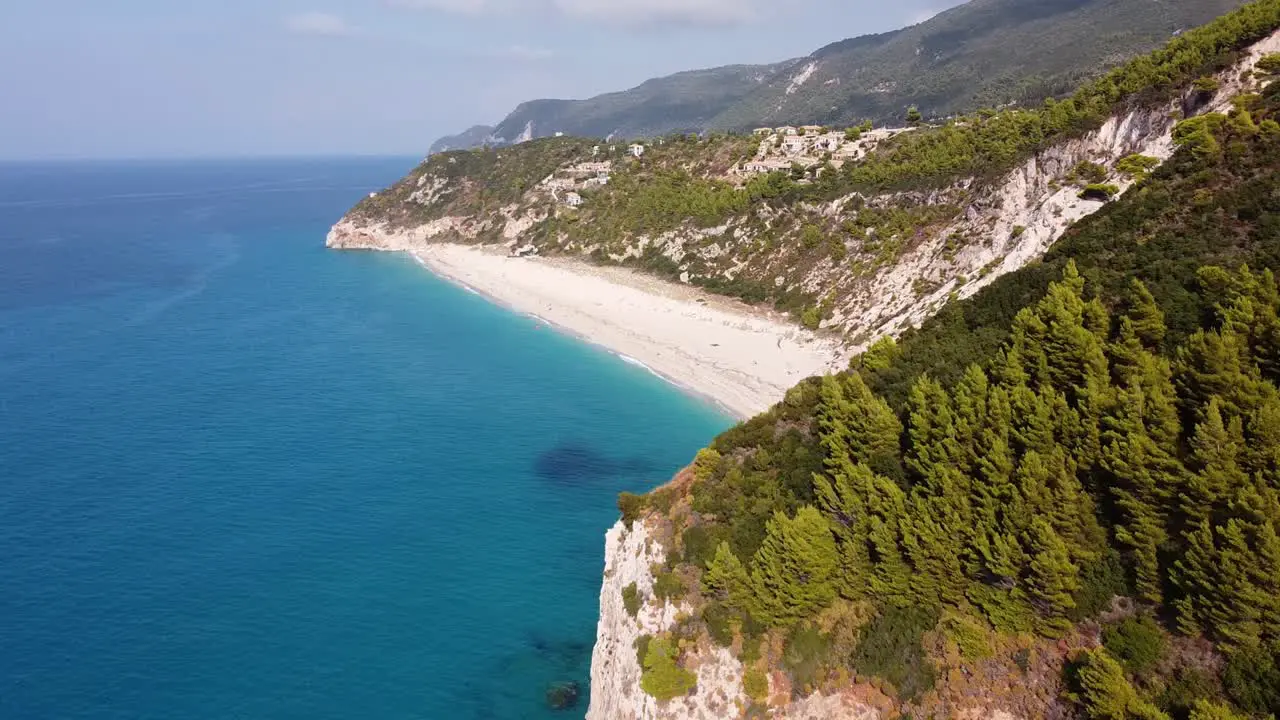 Aerial of one the most beautiful beaches in Greece and Europe Milos Beach Lefkada Island