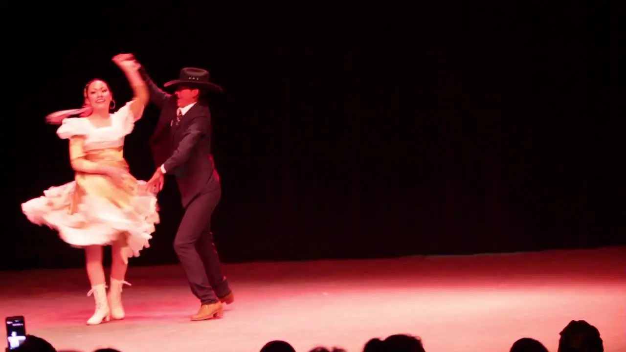 A couple of young mexican dancers dancing polka