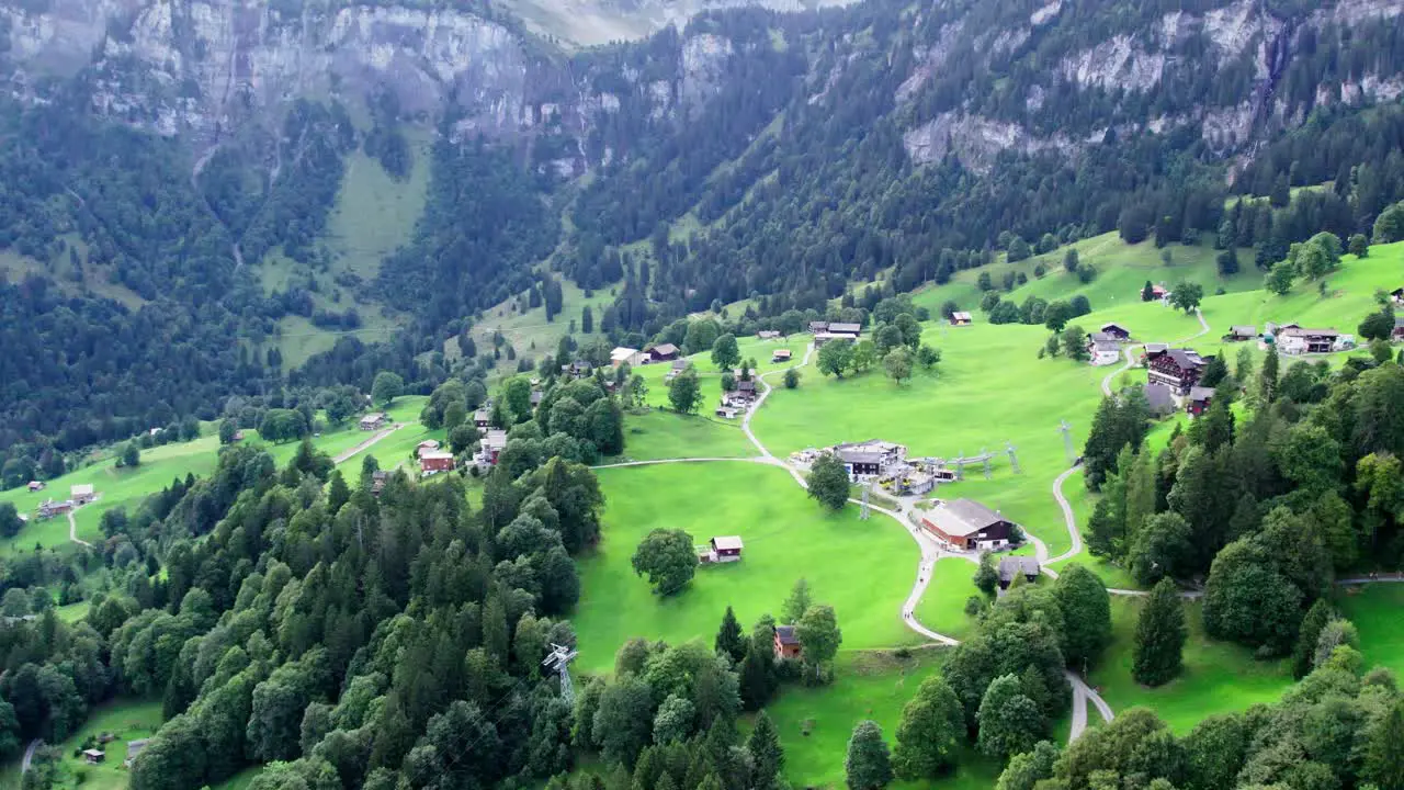 Braunwald Tourist Resort in Glarnerland Mountains in Switzerland in Summer Aerial