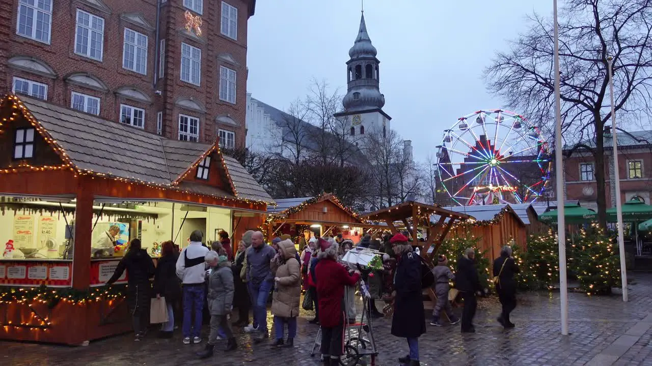 Christmas market scene on a cold day