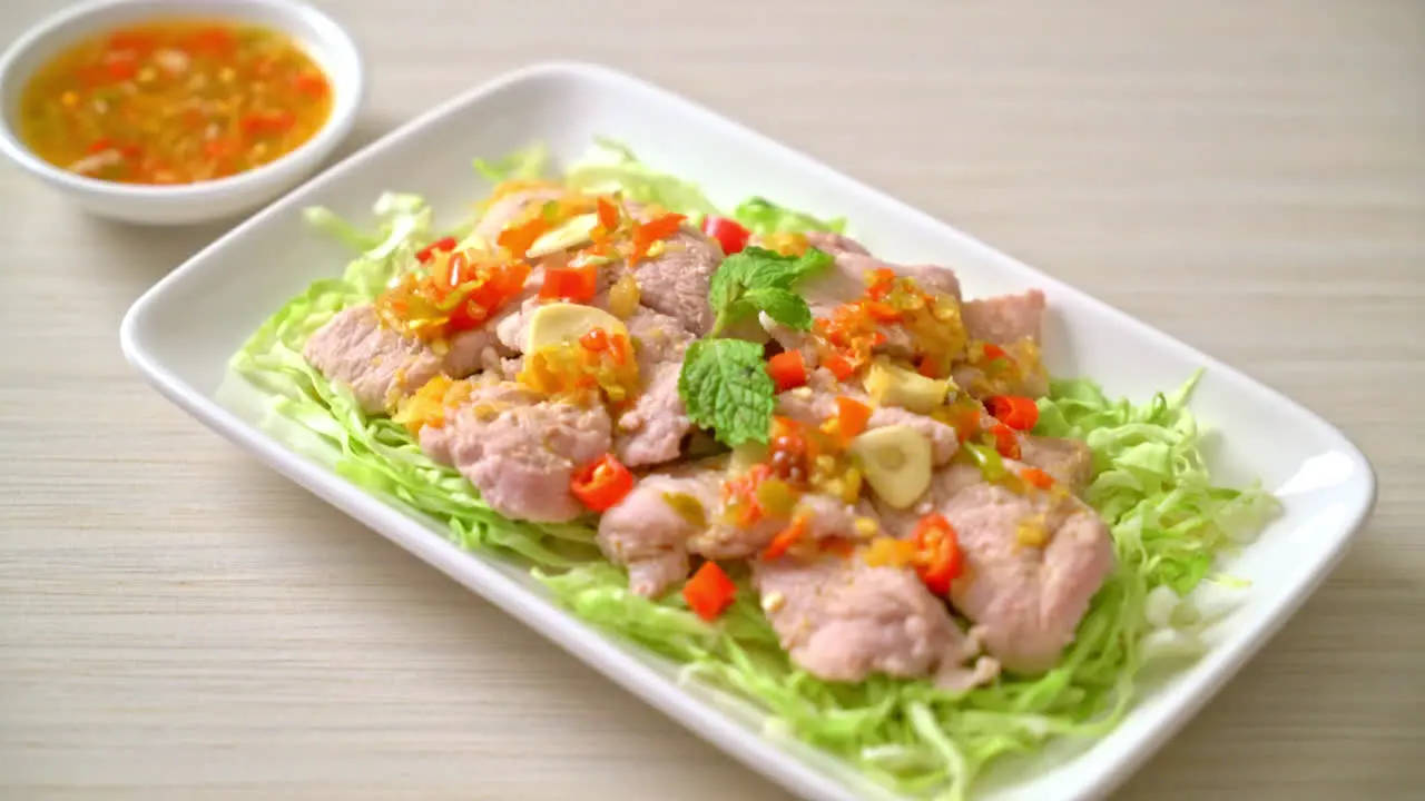 Spicy Pork Salad or Boiled Pork with Lime Garlic and Chili Sauce