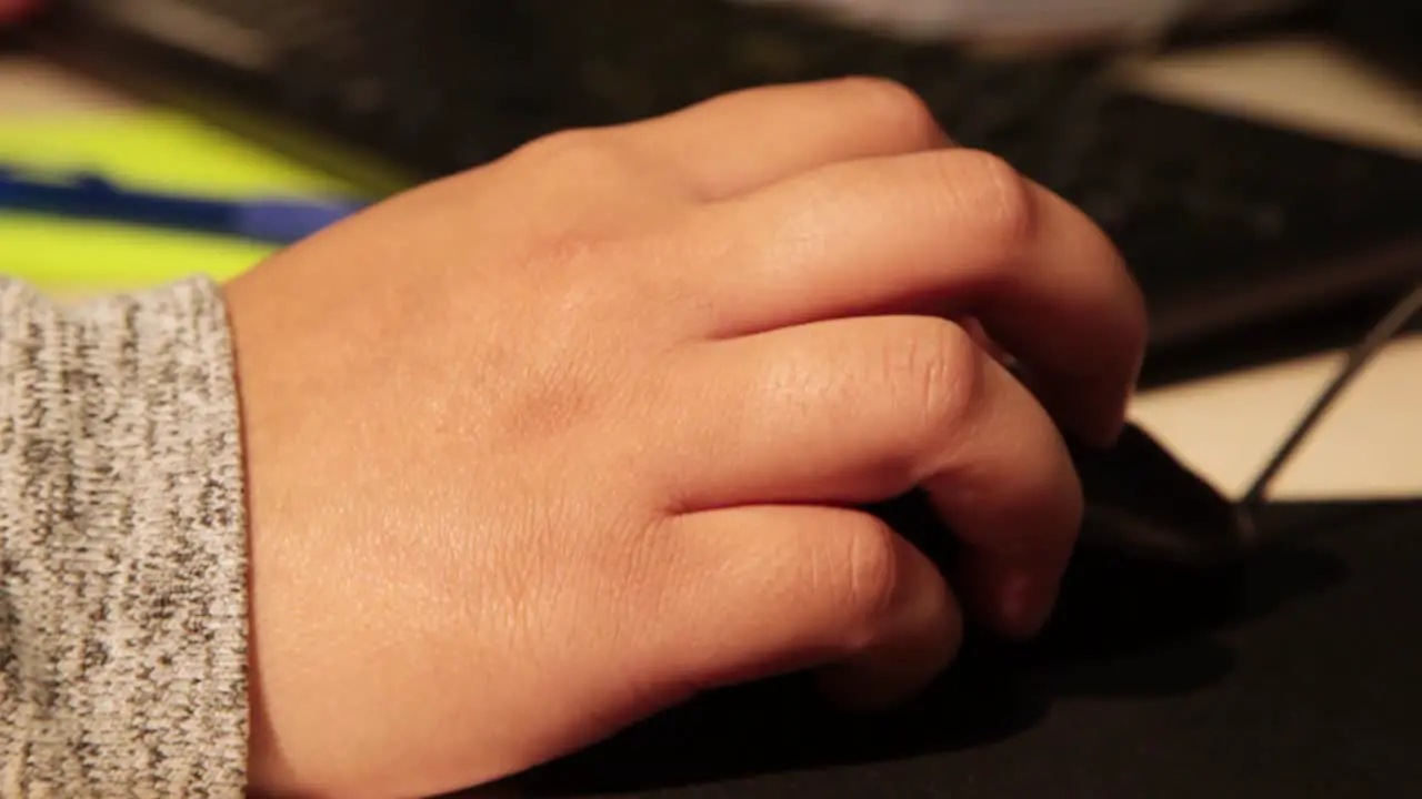 Student's Hand on a Computer Mouse