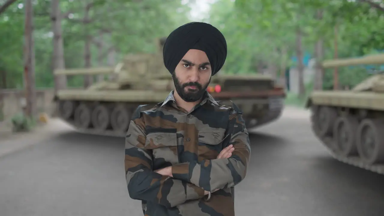 Angry Sikh Indian Army man looking at someone