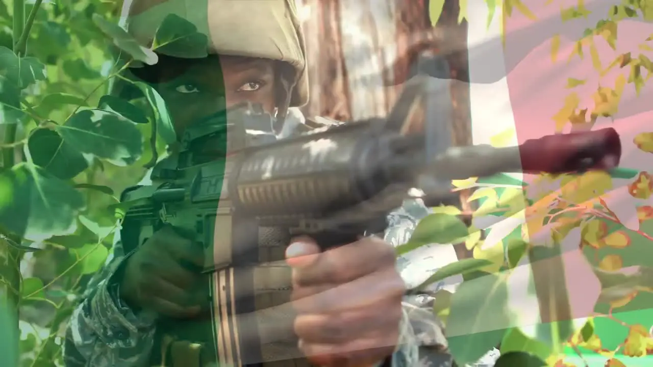 Animation of soldier with waving italian flag