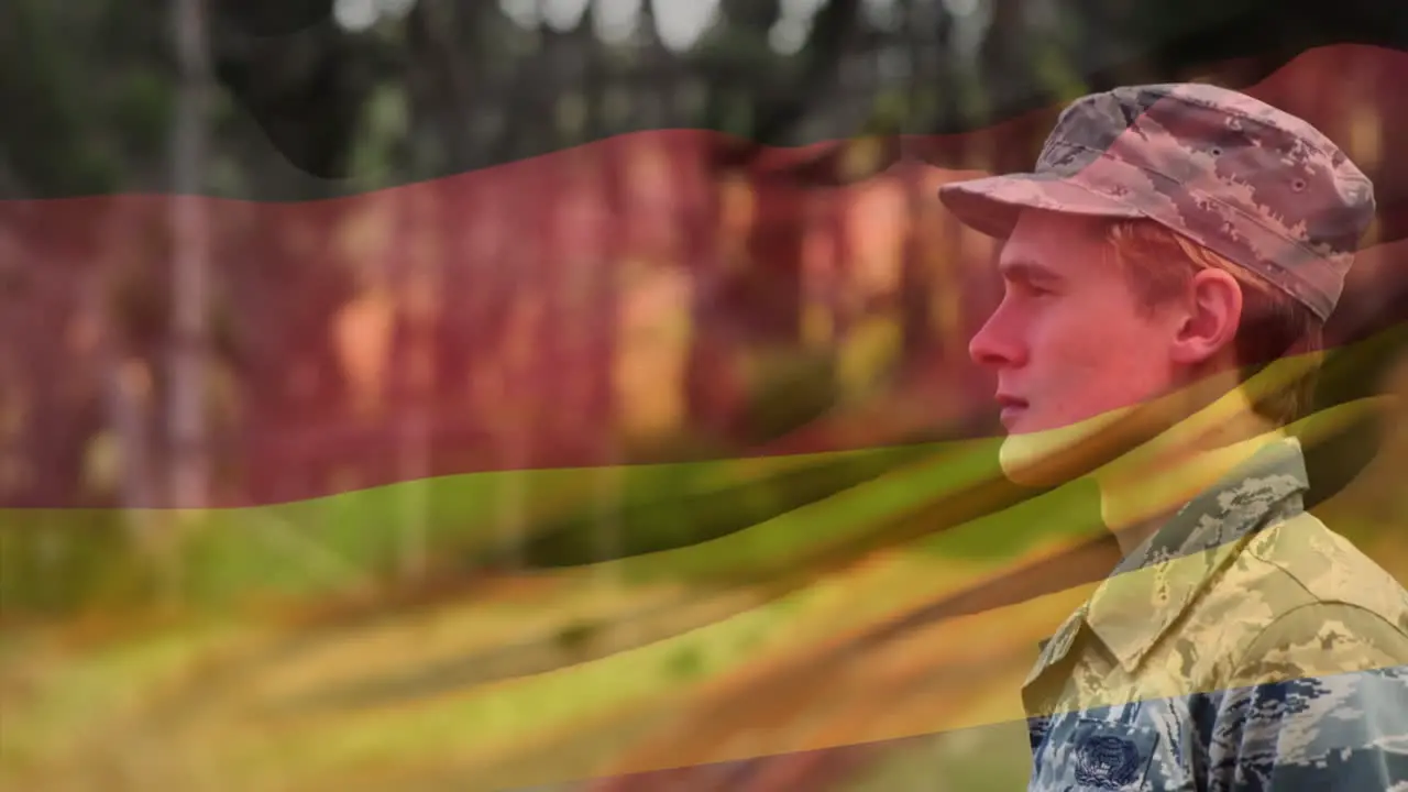 Animation of soldier with waving german flag