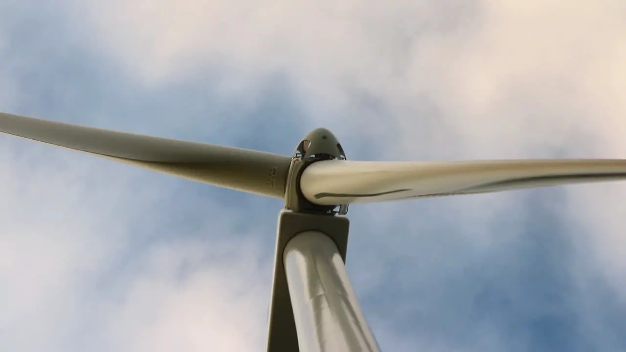 Close up of a wind turbine in operation in rural Nebraska USA